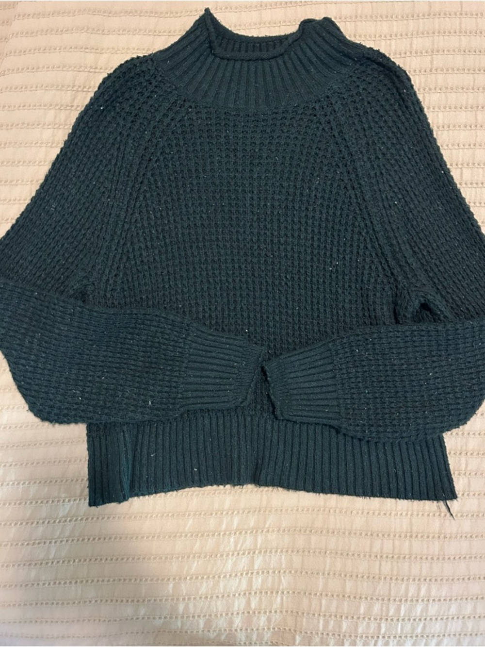 American Eagle Outfitters Dark Green Waffle Turtleneck Sweater
